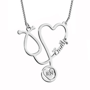 Personalized Nurse Stethoscope Name Necklace with Chain Included