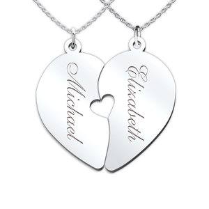 Couple s Engravable Two Halves of One Heart Pendant