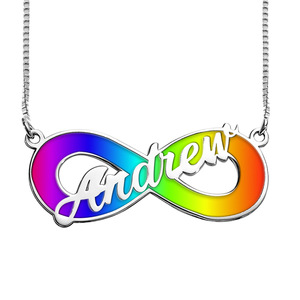 Personalized Autism Awareness Enameled Name Necklace with Chain