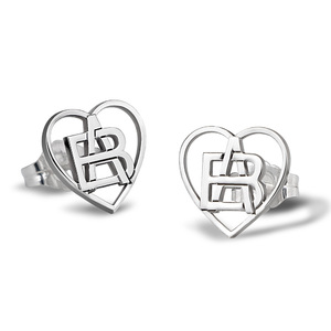 Exclusive Heart Shaped Monogram Overlapping Initial Earrings