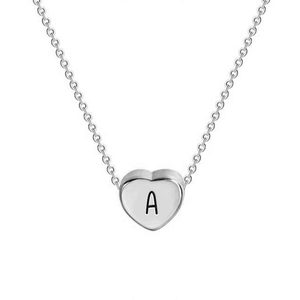 Petite Heart Initial Necklace with 16  Rolo Chain