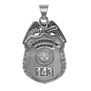 Personalized Connecticut Police Badge with Your Number   Department