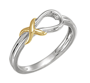 14K Two Tone Gold Love Knot Ring w  Engravable Band