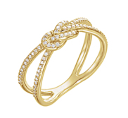 14K Yellow Gold Diamond Knot Comfort Fit Love Ring