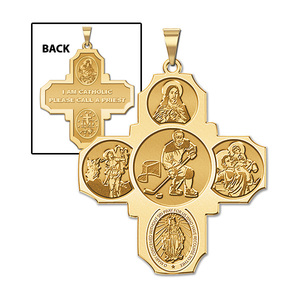 Four Way Cross   Hockey Religious Medal   EXCLUSIVE 
