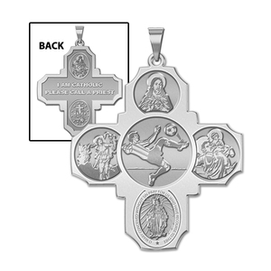 Four Way Cross   Soccer Male Religious Medal   EXCLUSIVE 