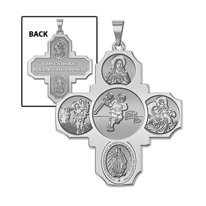 Four Way Cross   Lacrosse Religious Medal   EXCLUSIVE 