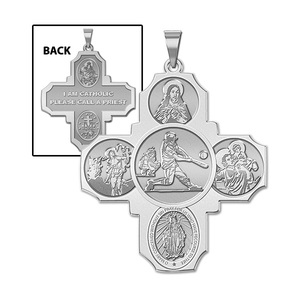 Four Way Cross   Baseball Religious Medal   EXCLUSIVE 