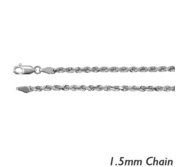 14K White Gold 1 5mm  Diamond Cut Flex Rope Chain