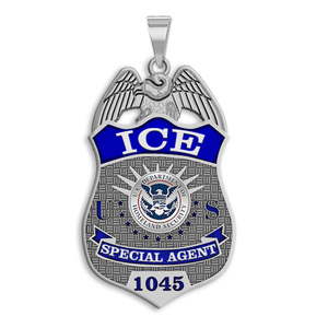 Personalized ICE Badge with Your Number  Your Rank  and Blue Enamel