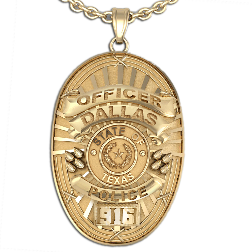 Personalized Police Badge Necklace or Charm Shape 14 PG98280