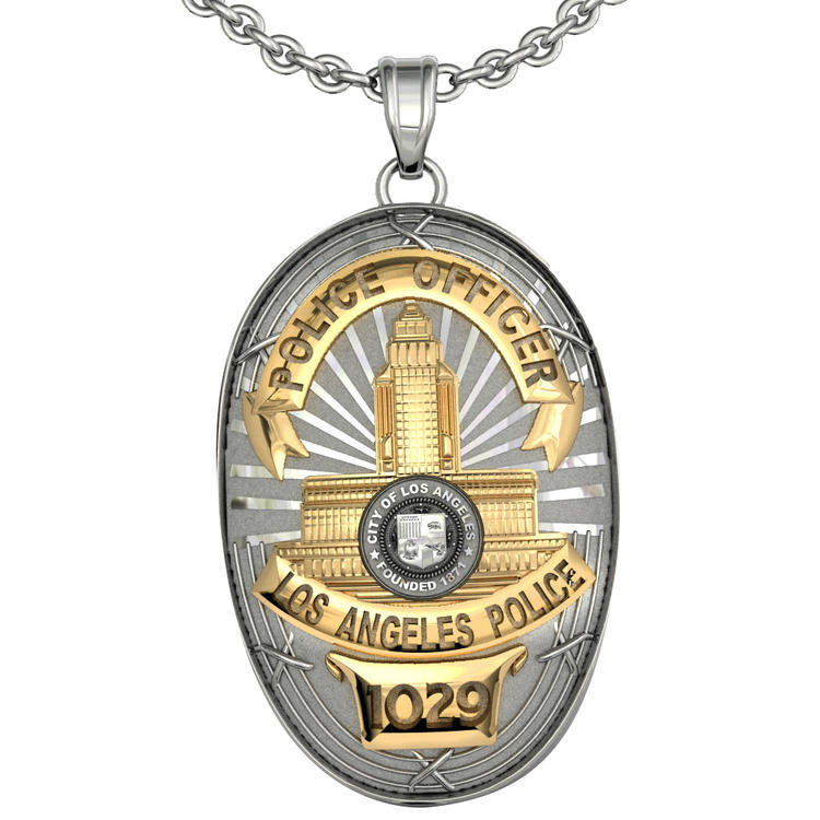 Personalized Police Badge Necklace or Charm Shape 12 PG98281
