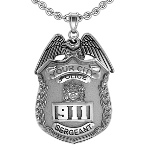 Personalized Police Badge Necklace or Charm   Shape 7