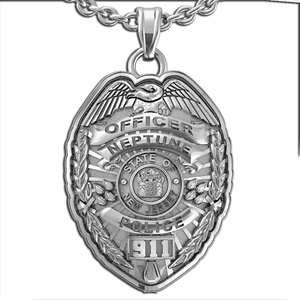 Personalized Police Badge Necklace or Charm   Shape 2