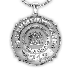 Personalized Sanitation Badge Necklace or Charm   Shape 1