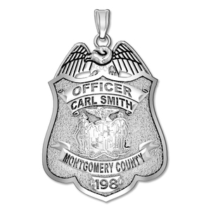 Personalized Police Badge Necklace or Charm   Shape 11