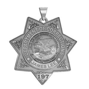 Personalized Correction Officer Badge Necklace or Charm   Shape 1