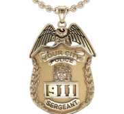 Personalized Police Badge Necklace or Charm   Shape 7