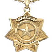 Personalized 7 Point Star Sheriff Badge Necklace or Charm   Shape 1