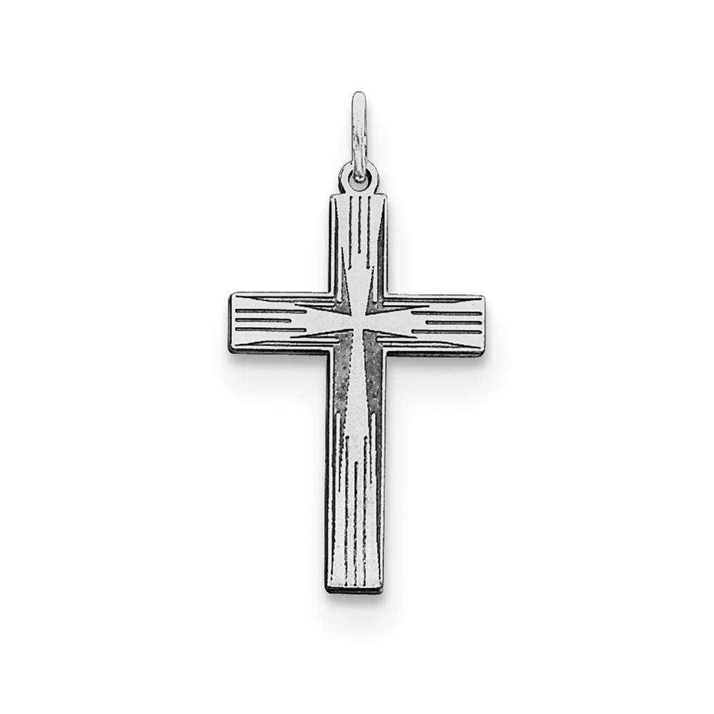 Sterling Silver Laser Designed Cross Pendant - PG95925