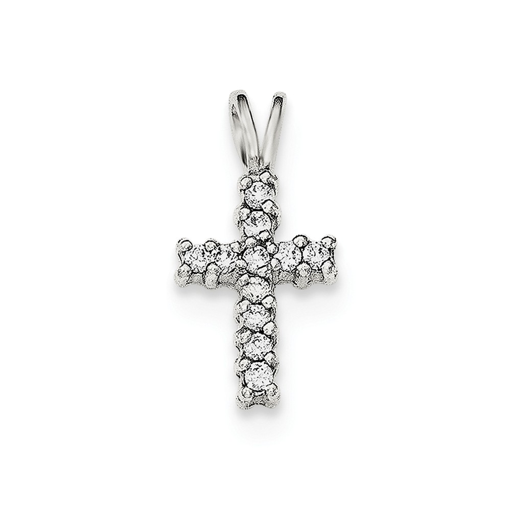 Sterling Silver Polished CZ Cross Pendant - PG95176