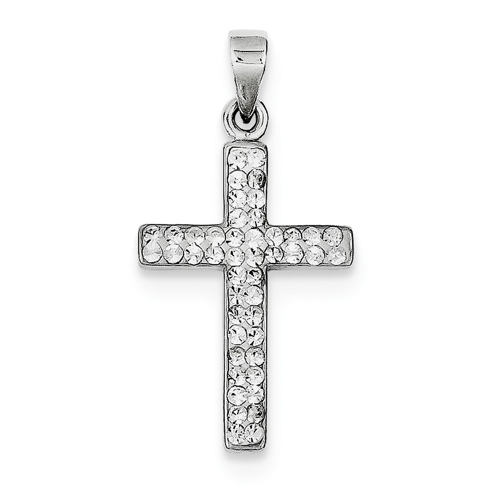 Sterling Silver Rhodium Plated Stellux Crystal Cross Pendant - PG95309