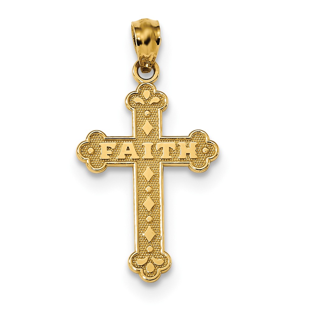 14k Satin & Polished Faith Cross Pendant - PG97215