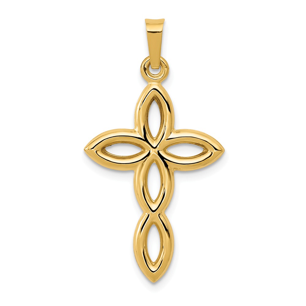 14k Polished Cut-out Passion Cross Pendant - PG97153