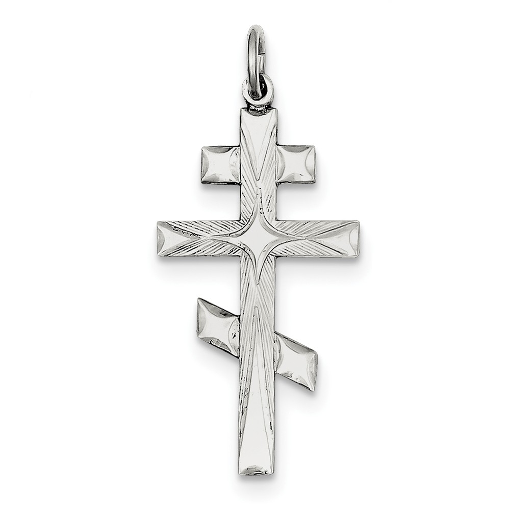 Sterling silver eastern orthodox cross pendant pg95206