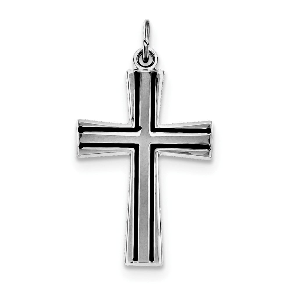 Sterling Silver Rhodium-plated Enameled Latin Cross Charm - PG95008