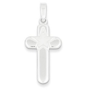 Sterling Silver Polished and Matte Finish Cross Pendant