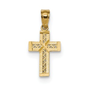14k Diamond cut Cross w X Center Pendant