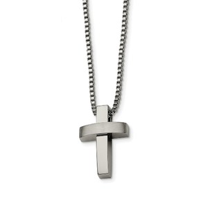 Stainless Steel Cross Pendant 22in Necklace