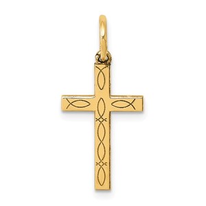 14K Laser Designed Cross Charm