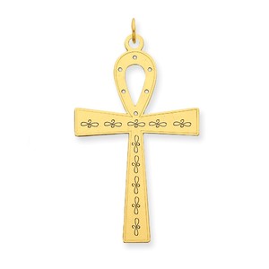 14K Laser Designed Ankh Cross Pendant