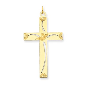 14K Laser Designed Cross Pendant
