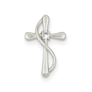 Sterling Silver Polished CZ Cross Pendant