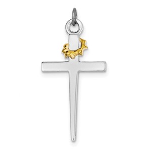 Sterling Silver Rhodium plated   18k Gold plated Cross Pendant