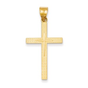 14K Diamond  Cut Latin Cross Pendant