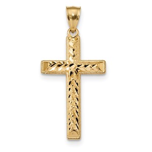 14k Diamond cut Latin Cross Pendant