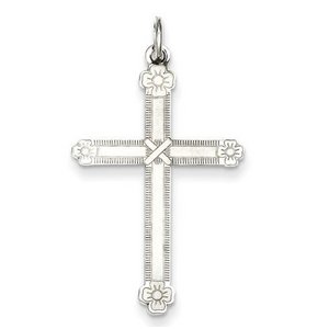 SS Laser Designed Cross Charm