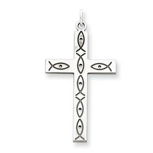 Sterling Silver Laser Designed Cross Pendant