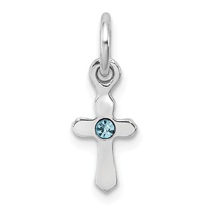 Sterling Silver RH Plated Child  s Preciosca Crystal Mar Cross Pendant