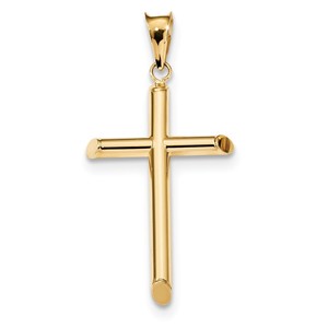 14k Polished Tube Cross Pendant