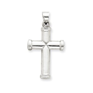 14k White Gold Polished Cross Pendant