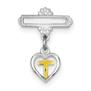 Sterling Silver Rhodium plated   Vermeil Cross Pin