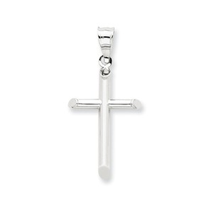 14k White Gold Hollow Cross Pendant
