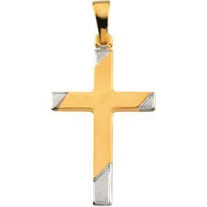 14K Two Tone Gold CROSS PENDANT