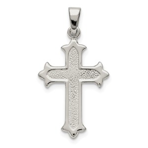 Sterling Silver Polished and Textured Cross Pendant