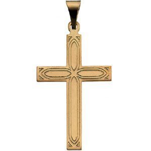 14K Yellow Gold CROSS PENDANT W DESIGN